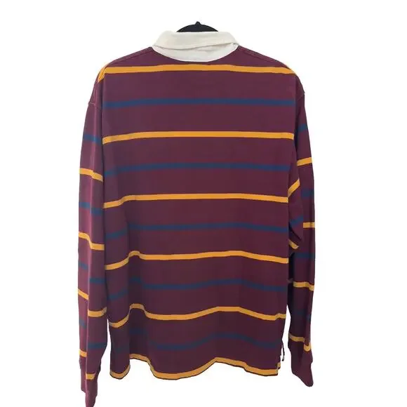 Vintage Walt Disney World Long Sleeve Polo Rugby Style Shirt Men's Large Maroon - Picture 7 of 7